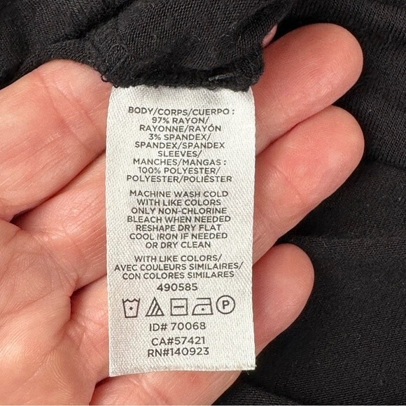 Loft Black Long Sleeve Blouse - Size MP - Sheer Swiss Dot Sleeves - Picture 6 of 8